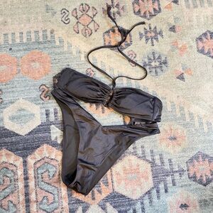 Victoria's Secret Black Halter Top Bikini 2 Piece Set Swimwear